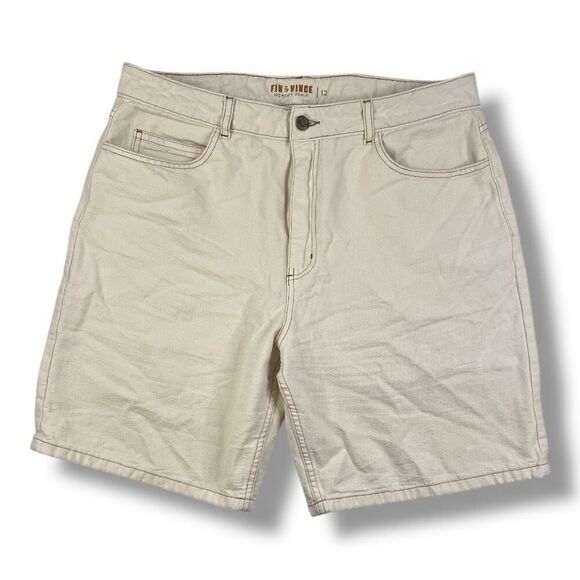 Fin & Vince Denim Cream 100% Cotton Shorts Size 12 - Picture 1 of 6